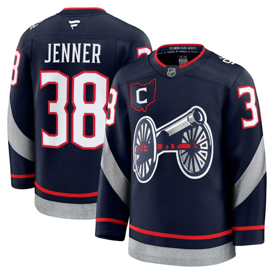 Mens Columbus Blue Jackets #38 Boone Jenner Navy 2024-25 With C Patch Stitched Hockey Jersey Dzhi